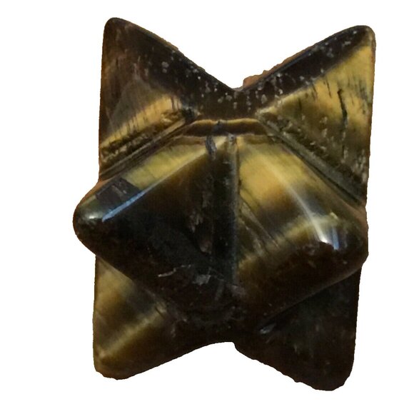 TIGER EYE GEMSTONE 8-POINT MERKABA STAR 3D BROWN MEDITATION SPIRITUAL 5/8"x5/8" - Picture 1 of 7